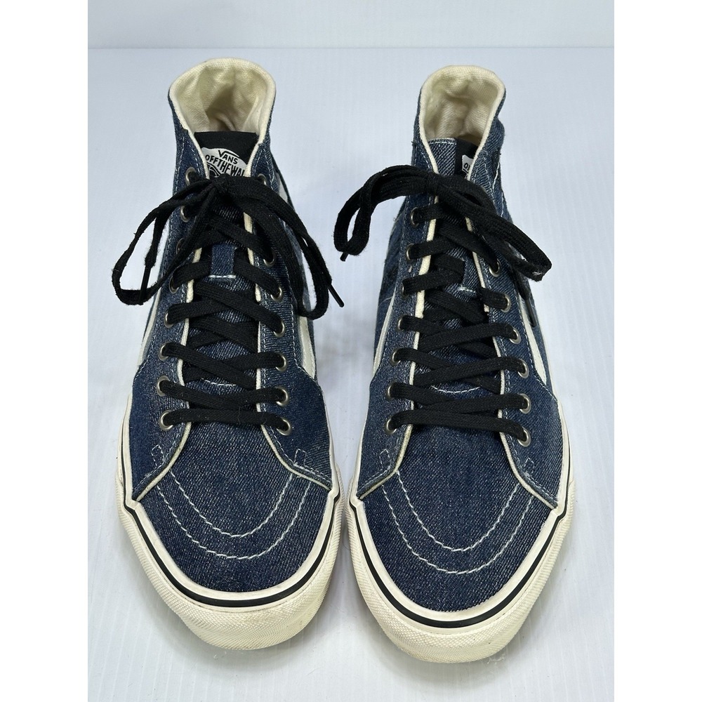 VANS Sk8-Hi Mushroom Embroidery Blue Denim Black Mens 9 Skate‎ Shoes 721356